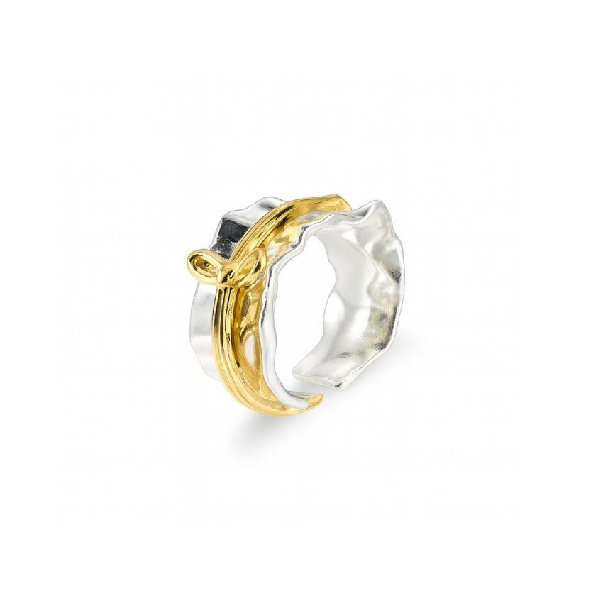 Minimalist Gold Bow Tie Ring for Women Adjustable Two Tone Brass Jewelry Wholesale